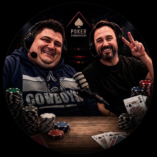 Burkey and Monkey Poker Commentary logo — two hosts at a desk with poker chips